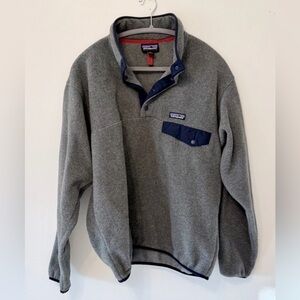 Vintage Style Patagonia Synchilla Fleece Snap Pullover MEDIUM Gray Navy Sweater